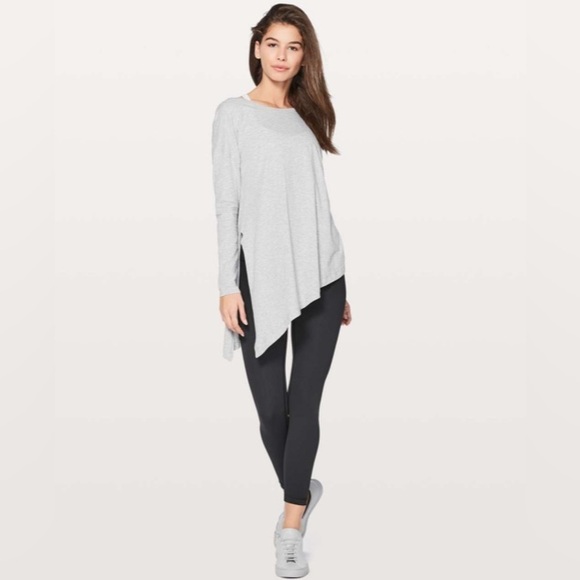 Lululemon “To The Point” Asymmetrical Top sz 4 Heathered‎ Light Grey - Picture 1 of 7